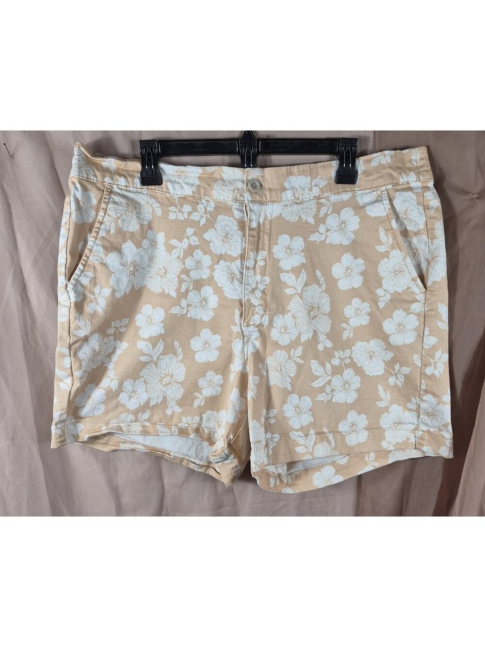Jachs New York Women's Tan Floral Girlfriend Summer Chino Shorts Plus Size XXL